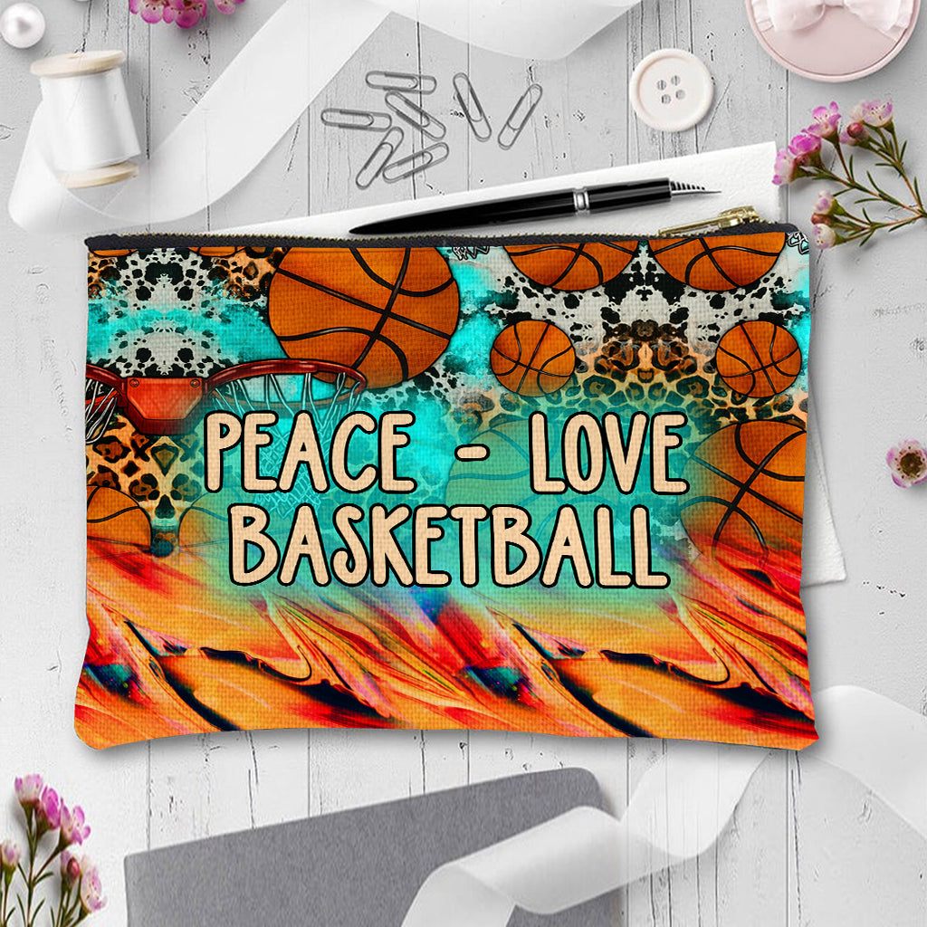 Sac de basket personnalisé Peace Love Basketball Leopard - Pochette de basket personnalisée
