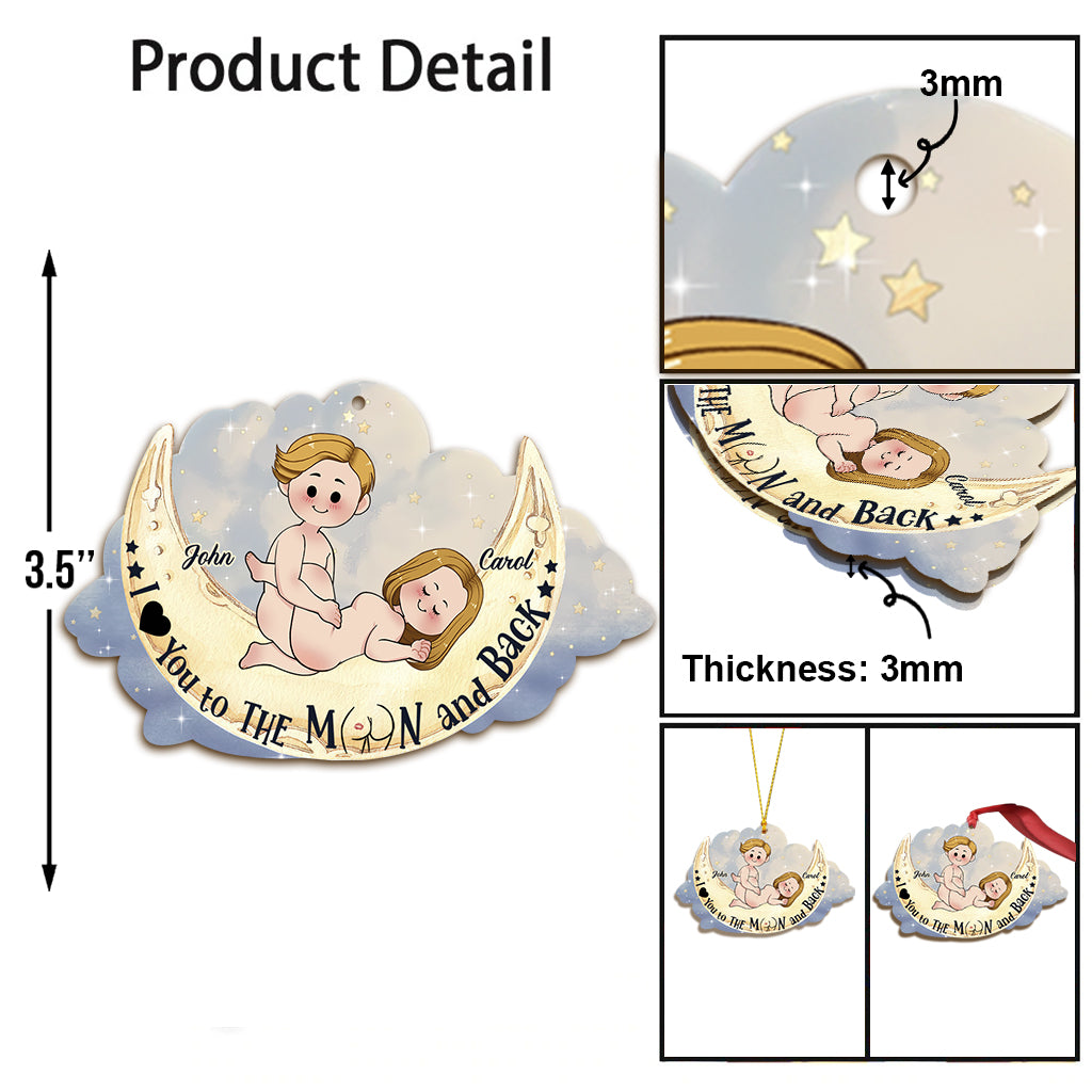 Je t'aime jusqu'à la lune et retour - Ornement personnalisé pour couple