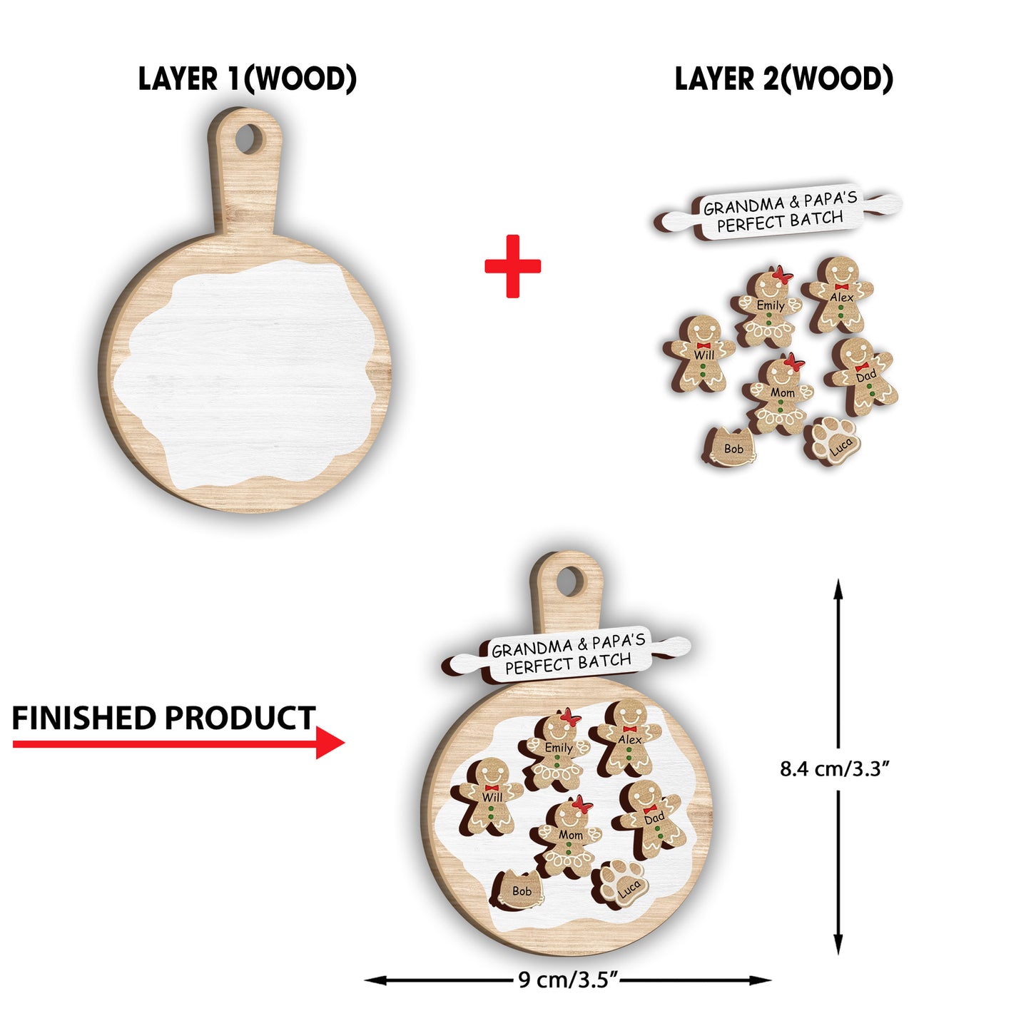 Perfect Batch - Gift for grandpa - Personalized 2 Layered Piece Ornament