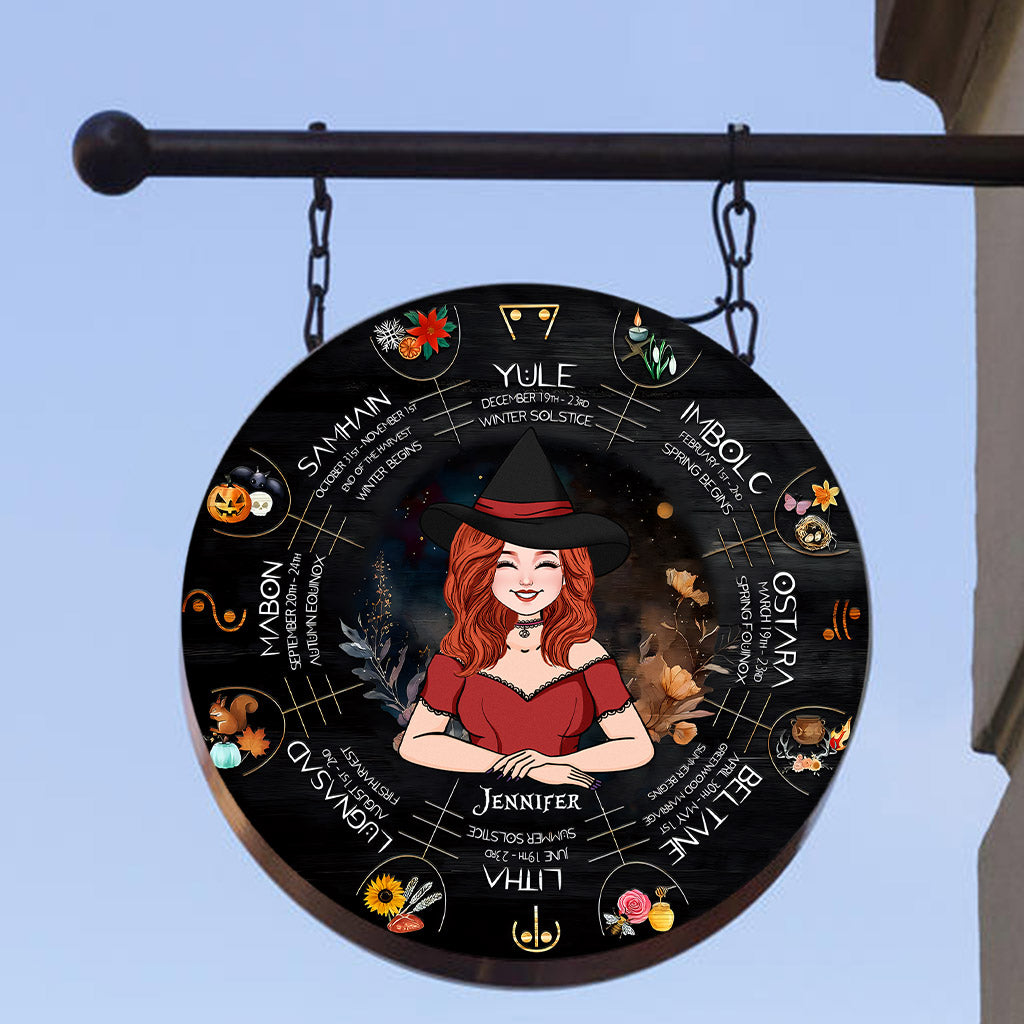 Roue de l'Année - Panneau rond en métal personnalisé Sorcière