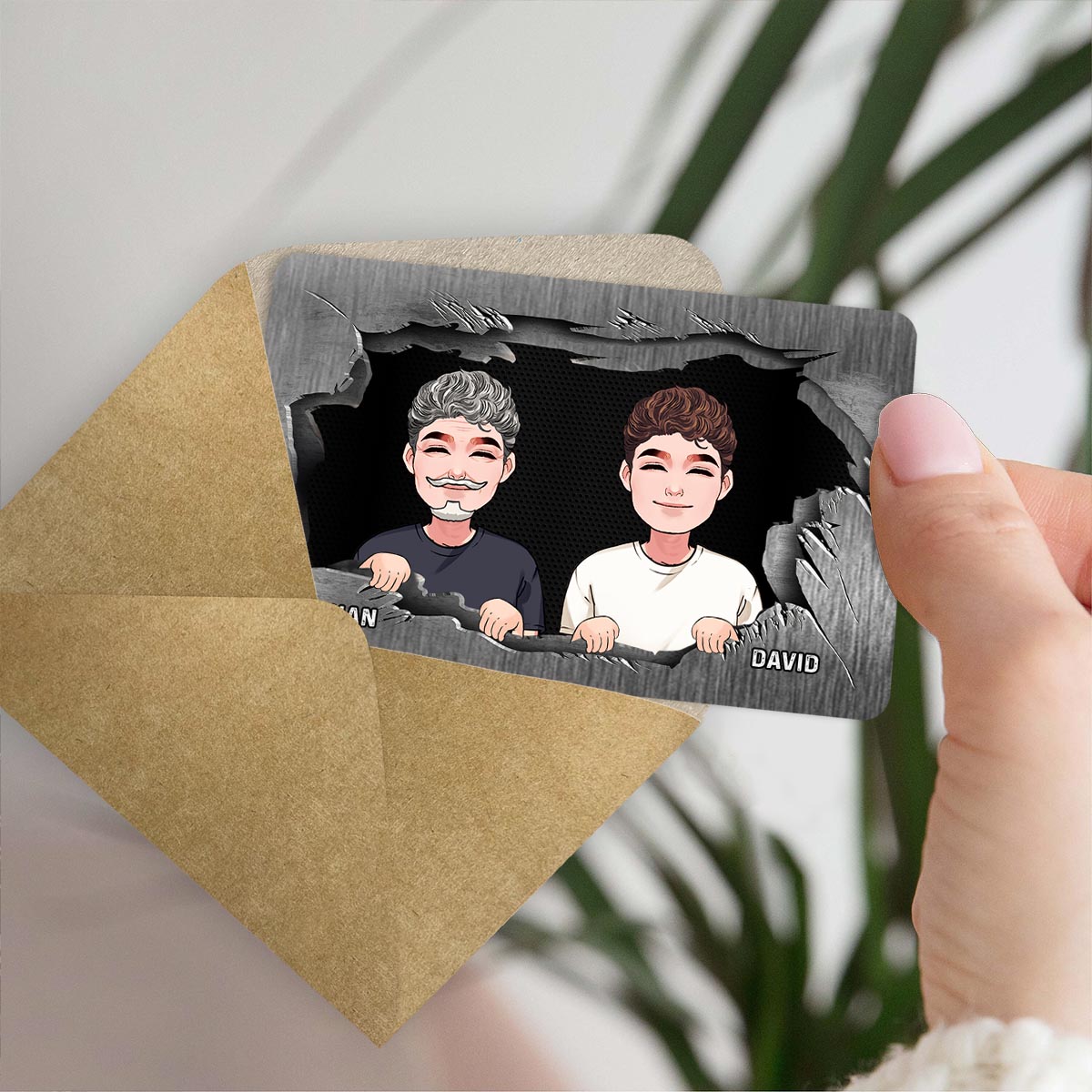 Merci d'être mon héros - Carte personnalisée pour portefeuille papa