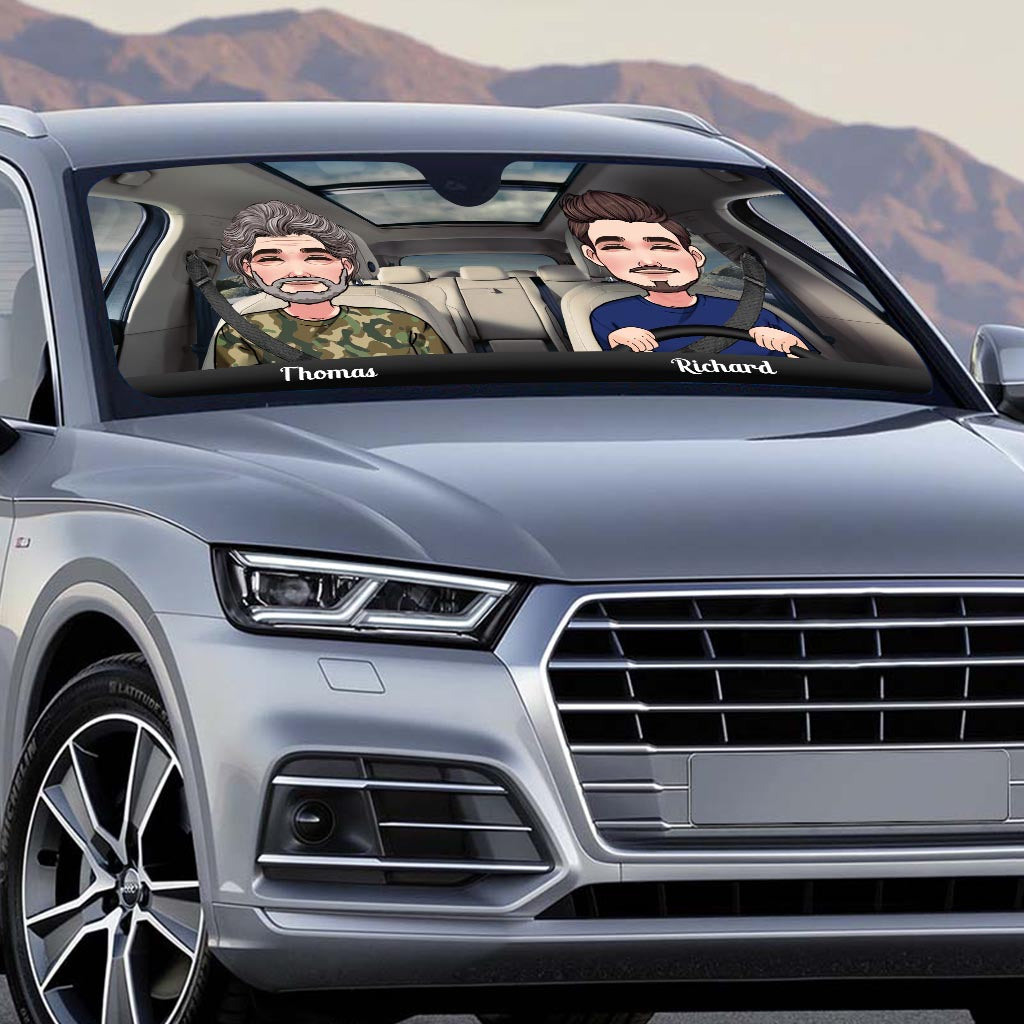 L'aventure vous attend ! - Cadeau pour couple (femme, mari, petite amie, petit ami, maman, papa) - Pare-soleil de voiture personnalisé