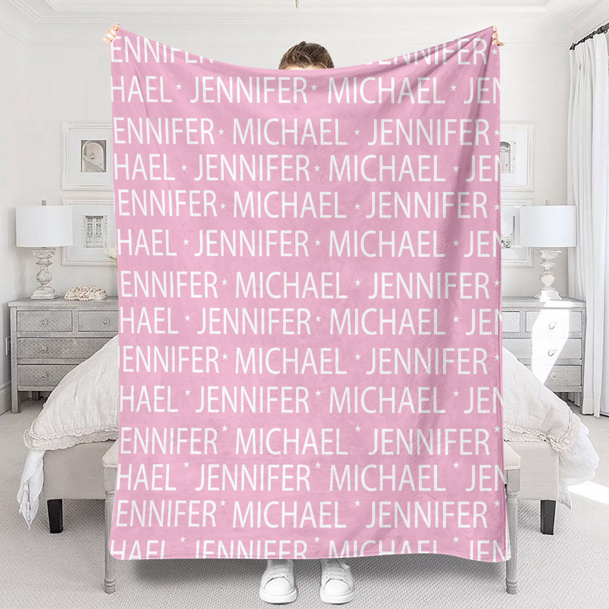 Custom Name Pattern - Personalized Couple Blanket