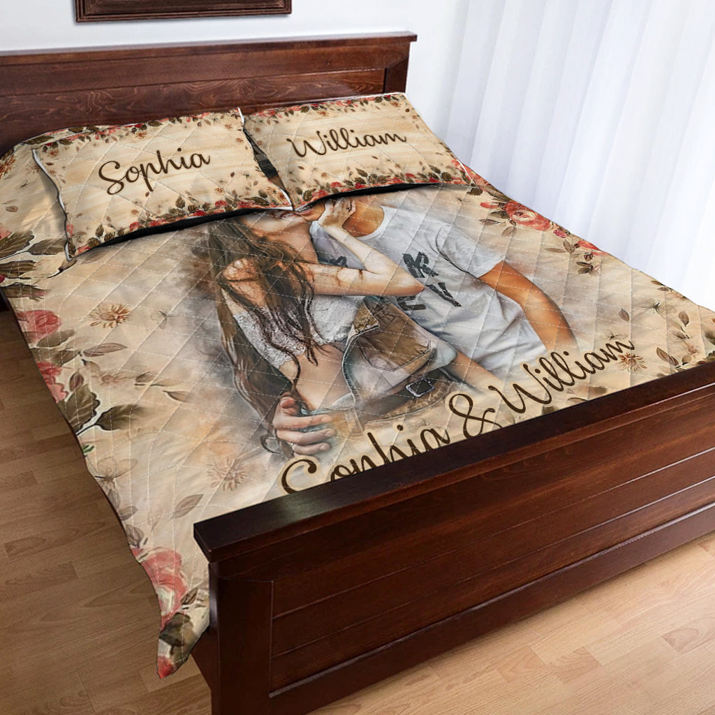 Ensemble de courtepointes personnalisé pour couple aquarelle