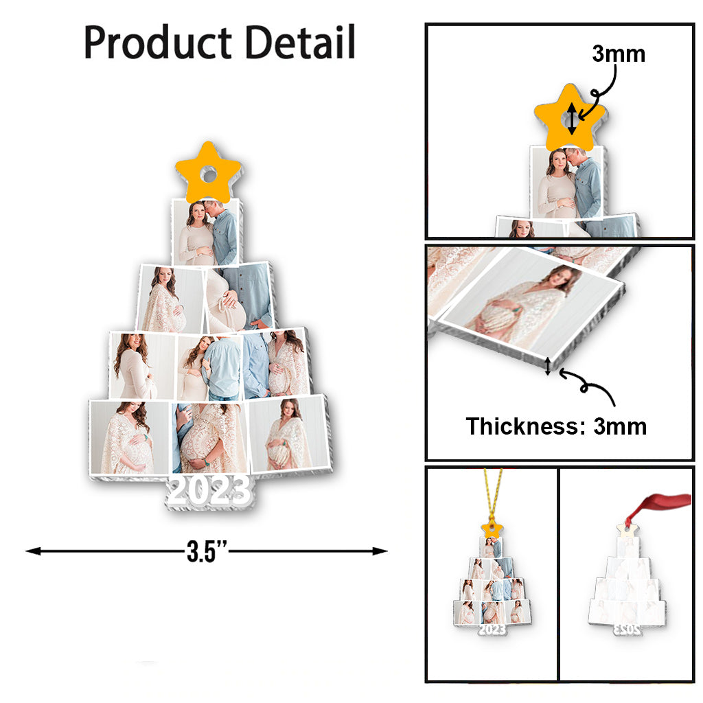 Sapin de Noël photo de grossesse - Ornement transparent personnalisé pour la grossesse