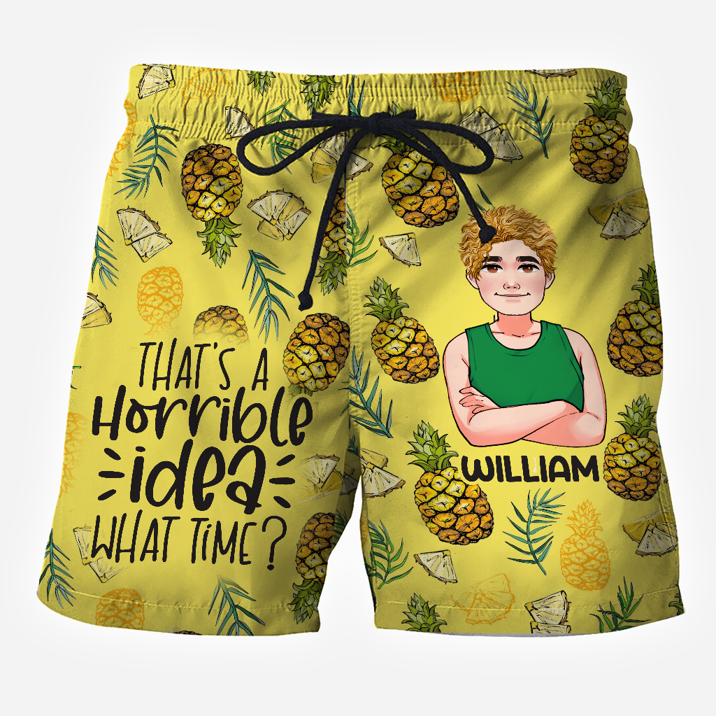 Quelle idée horrible ! - Chemise hawaïenne et short pour homme personnalisés « Amoureux de la mer »