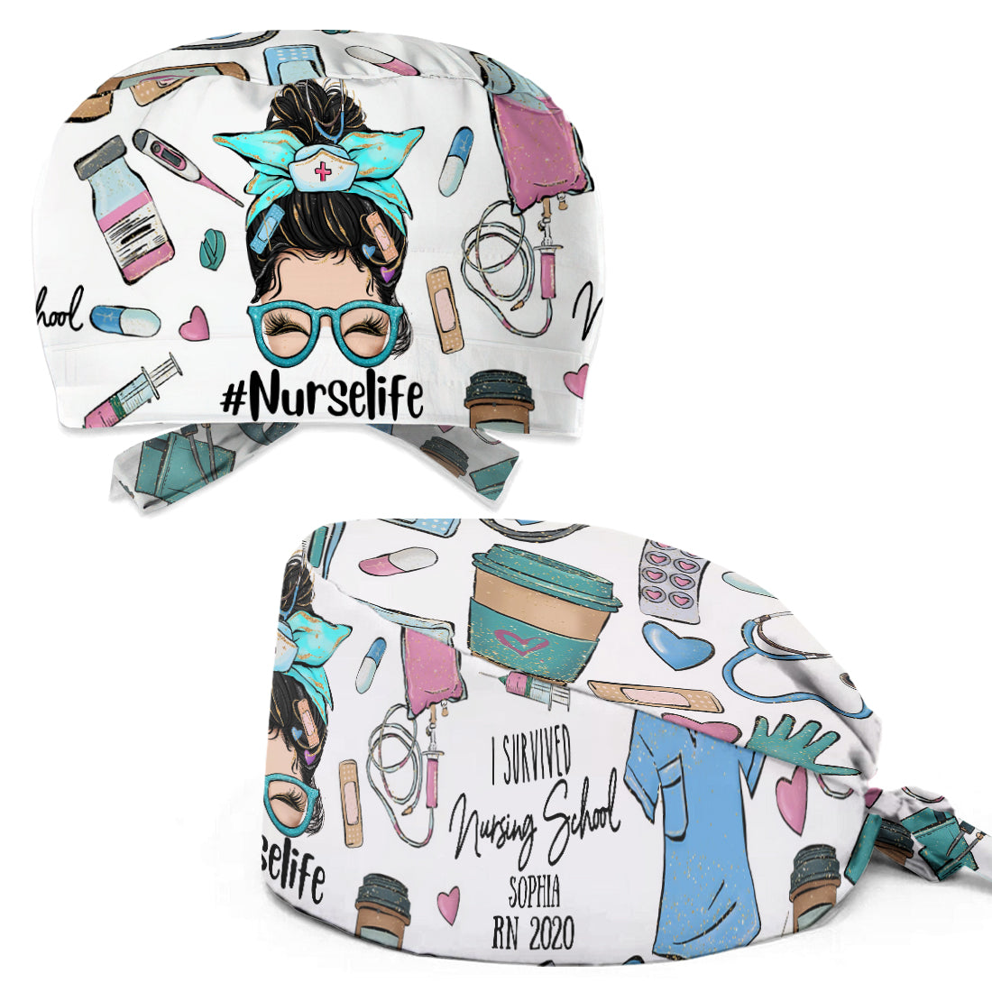 J'ai survécu à l'école d'infirmières - Bonnet d'infirmière personnalisé