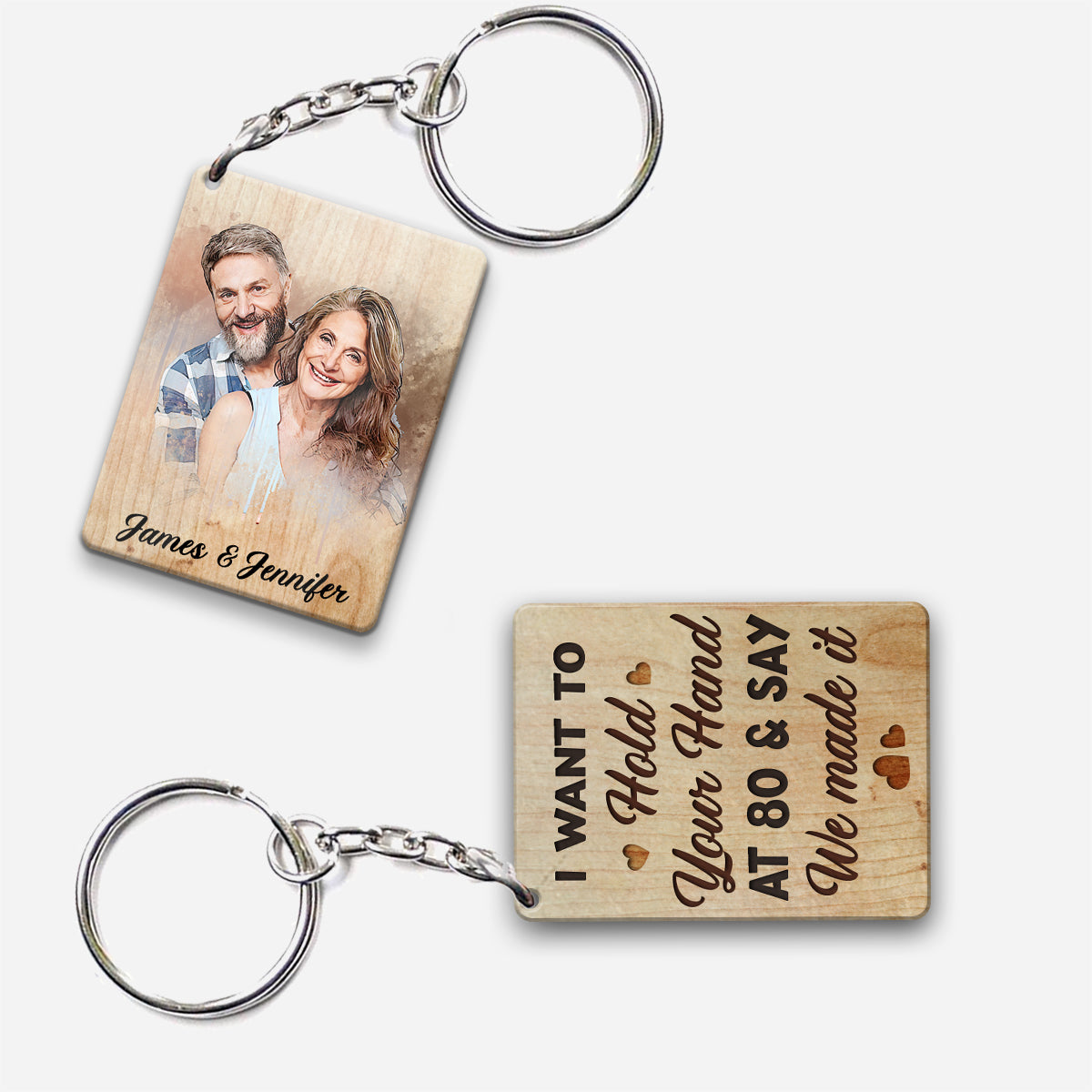 I Want To Hold Your Hand At 80 - Personalized Couple Keychain