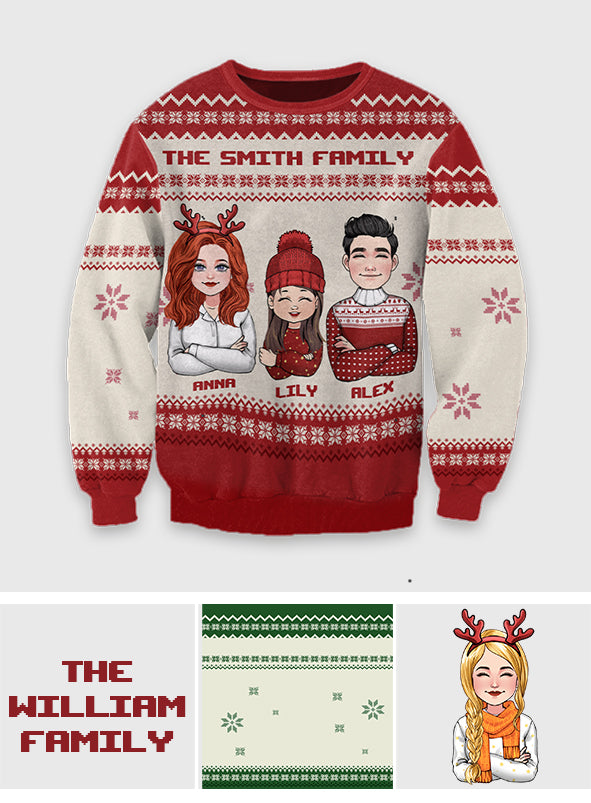 Merry Christmas - Personalized Family Ugly Sweater