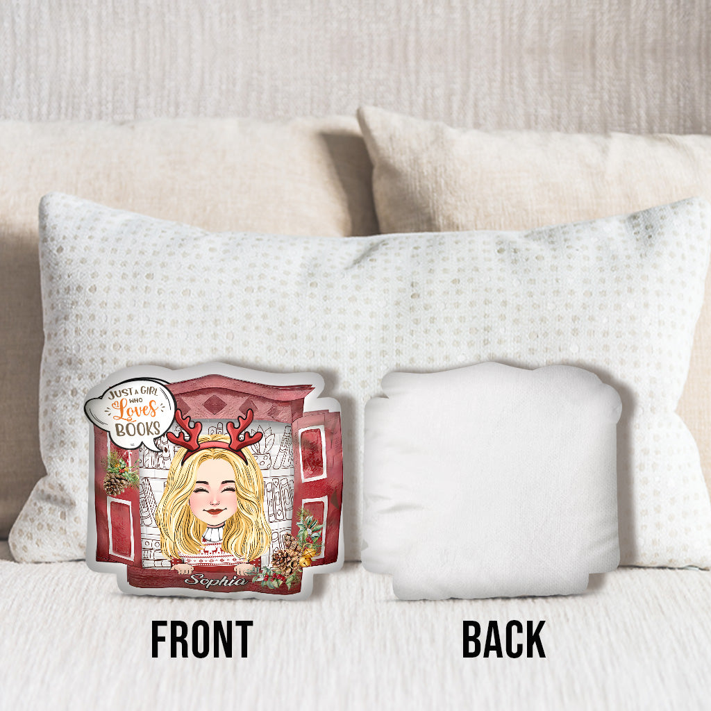 Just A Girl Who Loves Books - Personalized Book One-sided Shaped Pillow