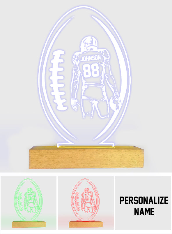 Lampe de nuit en forme de ballon de football - Cadeau idéal pour lui, petit ami, mari, fils - Socle lumineux personnalisé