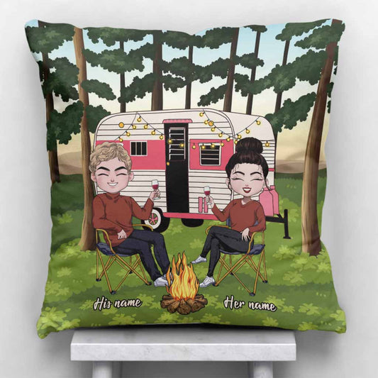 Être ensemble, c'est mon endroit préféré - Coussin décoratif de camping personnalisé