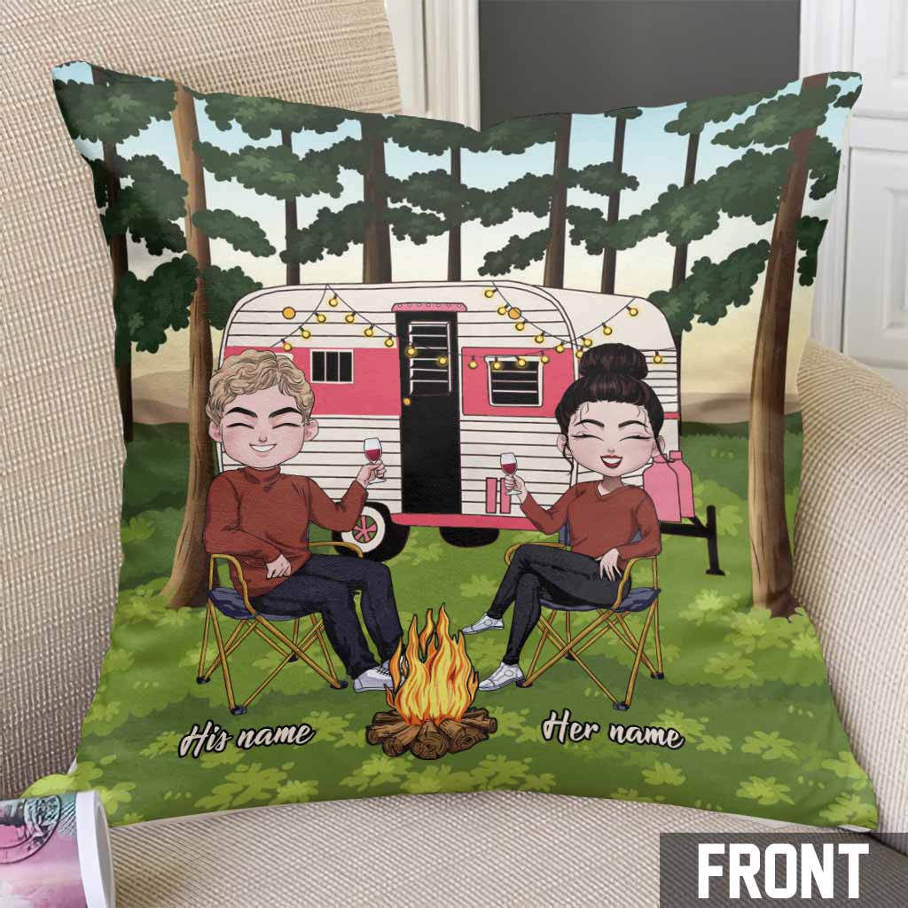 Être ensemble, c'est mon endroit préféré - Coussin décoratif de camping personnalisé
