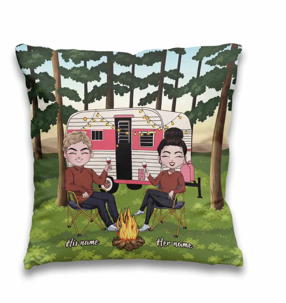 Être ensemble, c'est mon endroit préféré - Coussin décoratif de camping personnalisé