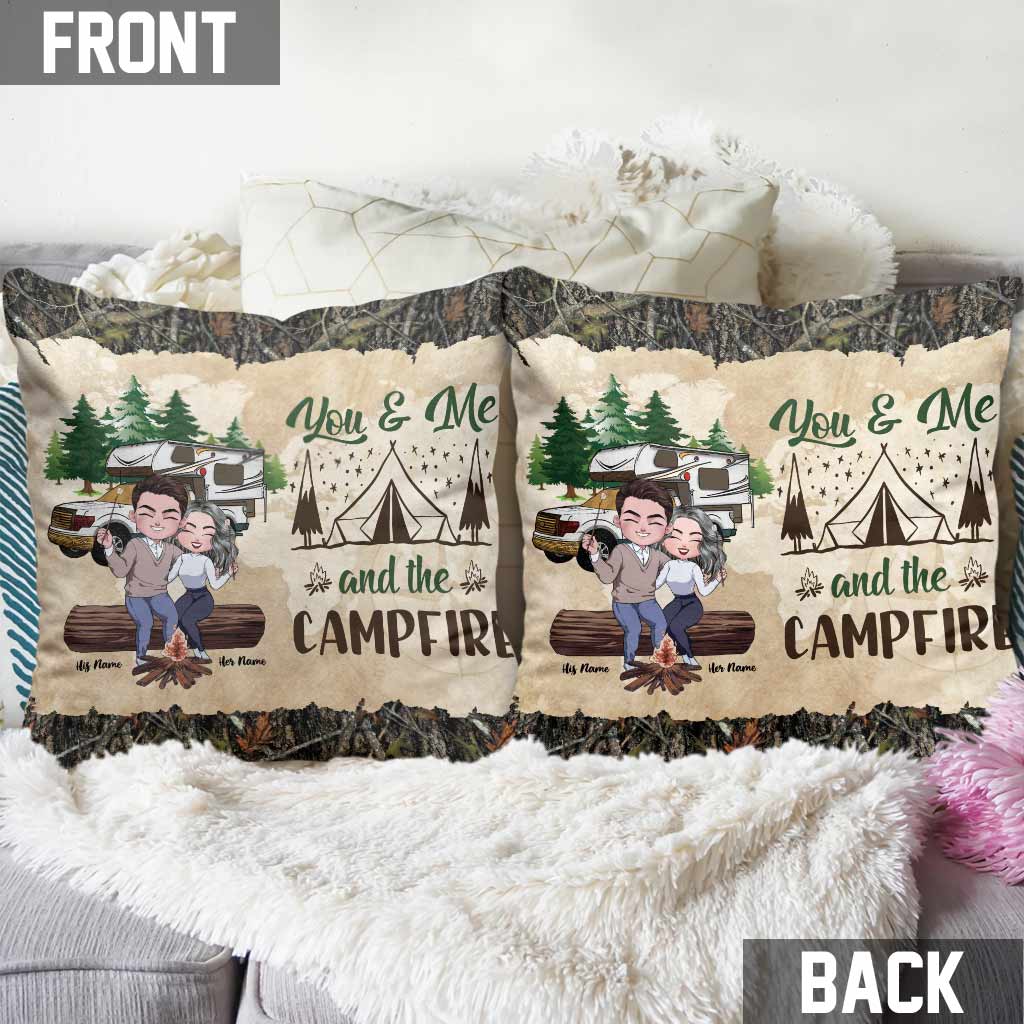 You And Me And The Campfire - Personalized Camping Throw Pillow