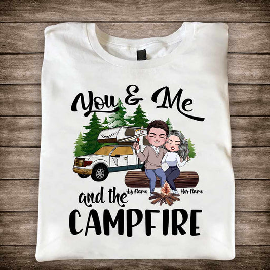 Toi, moi et le feu de camp - T-shirt et sweat à capuche de camping personnalisés