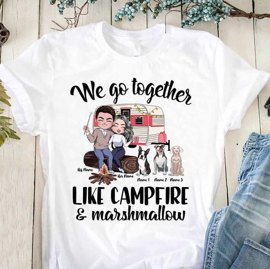 Toi, moi, les chiens et le feu de camp - T-shirt et sweat à capuche de camping personnalisés