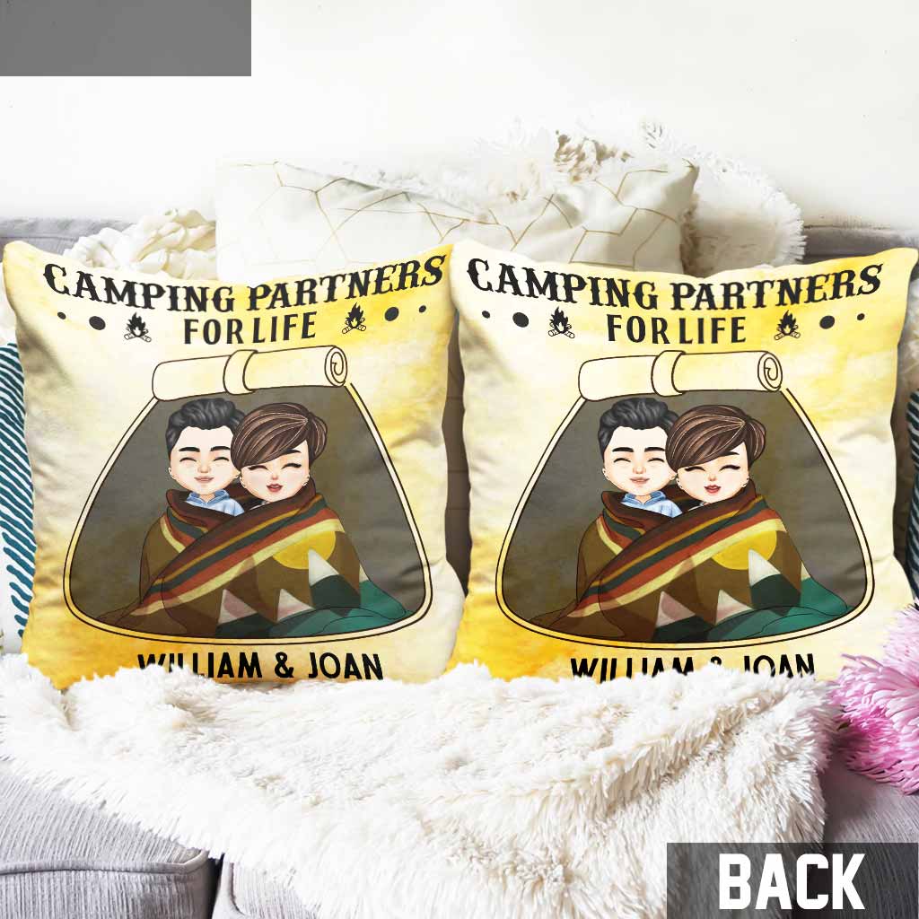 Partenaires de camping pour la vie - Coussin décoratif personnalisé pour couple