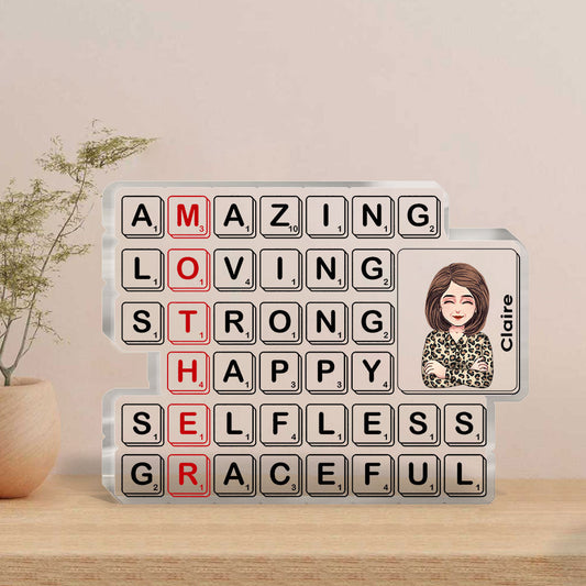 Plaque Scrabble « Maman » personnalisée - Plaque acrylique sur mesure pour la fête des mères