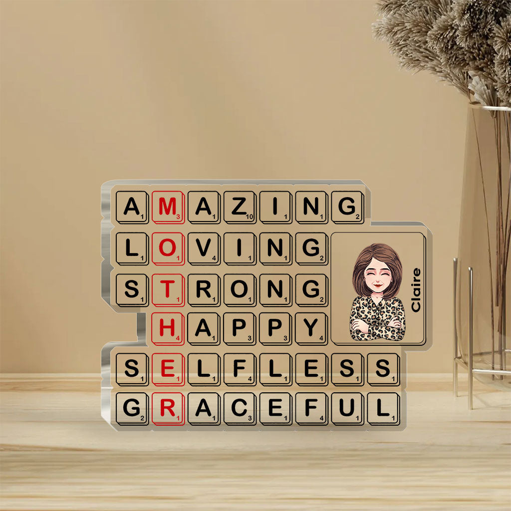 Plaque Scrabble « Maman » personnalisée - Plaque acrylique sur mesure pour la fête des mères
