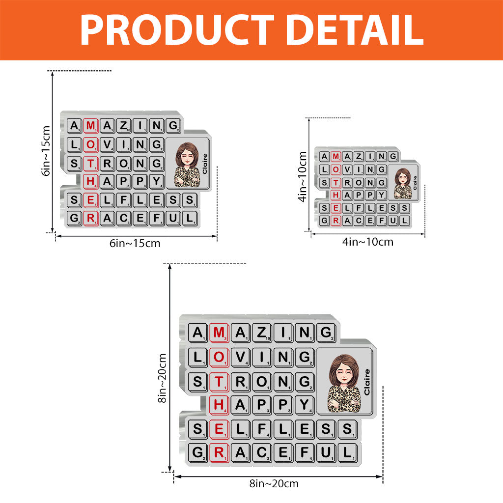 Plaque Scrabble « Maman » personnalisée - Plaque acrylique sur mesure pour la fête des mères