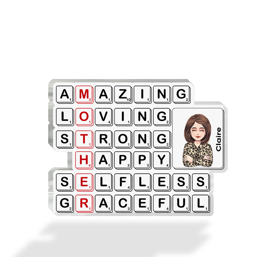 Plaque Scrabble « Maman » personnalisée - Plaque acrylique sur mesure pour la fête des mères