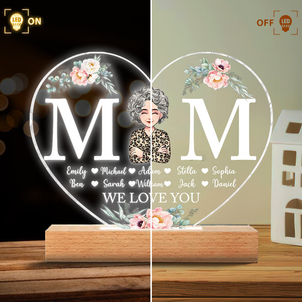 Maman - Plaque lumineuse personnalisée en forme de maman pour la fête des mères