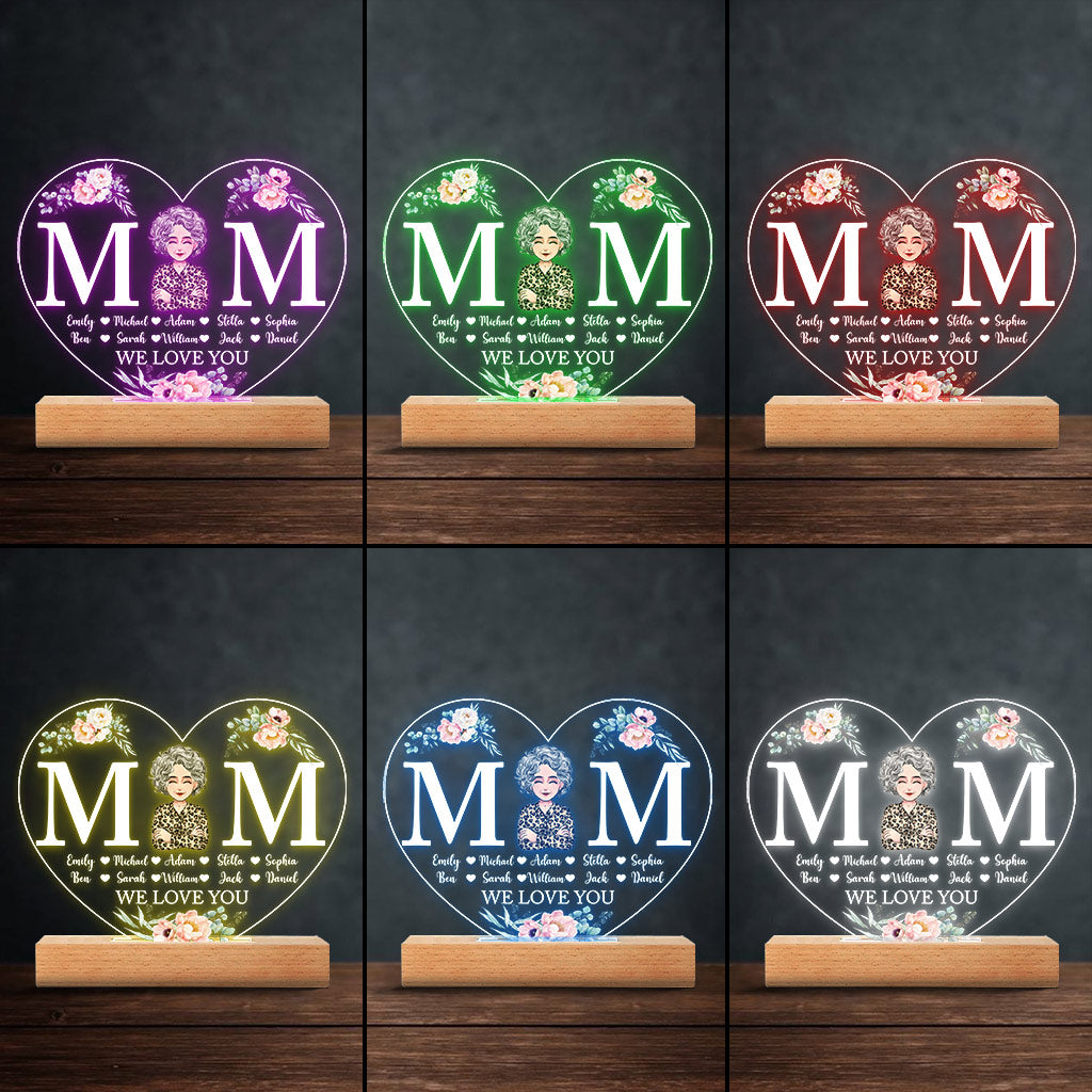 Maman - Plaque lumineuse personnalisée en forme de maman pour la fête des mères