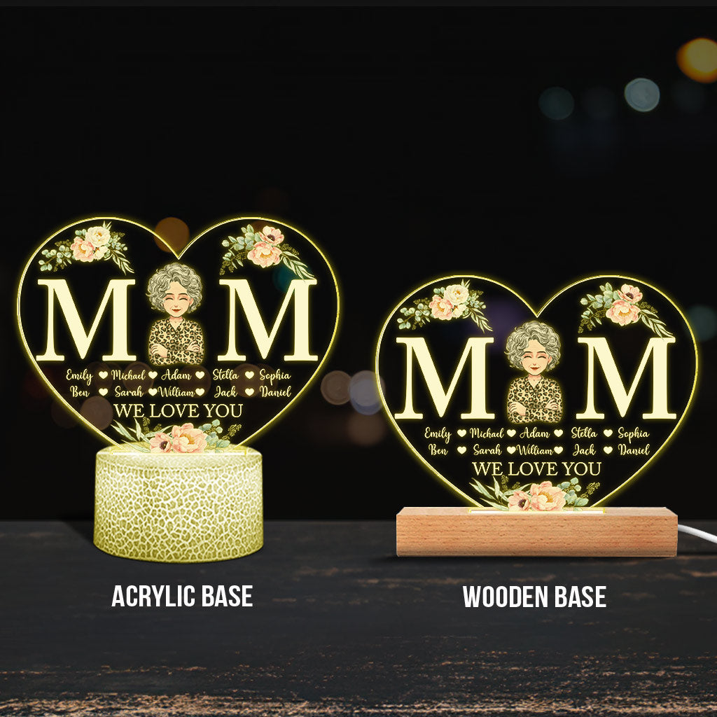 Maman - Plaque lumineuse personnalisée en forme de maman pour la fête des mères