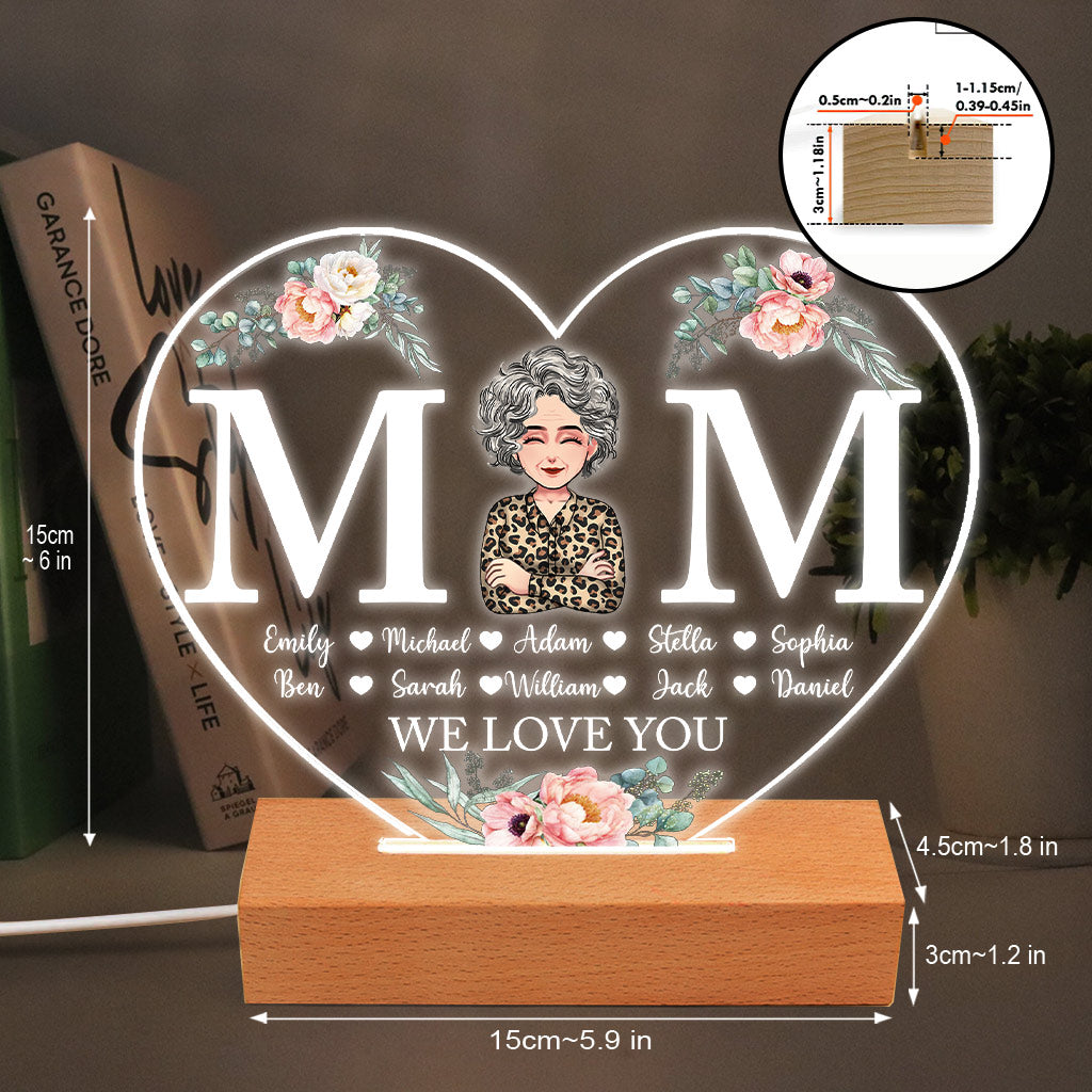 Maman - Plaque lumineuse personnalisée en forme de maman pour la fête des mères