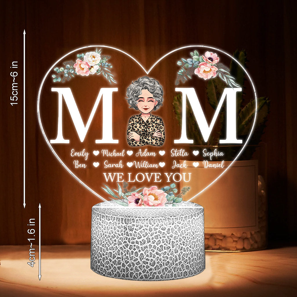 Maman - Plaque lumineuse personnalisée en forme de maman pour la fête des mères
