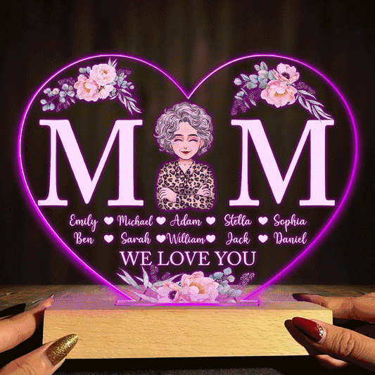 Maman - Plaque lumineuse personnalisée en forme de maman pour la fête des mères