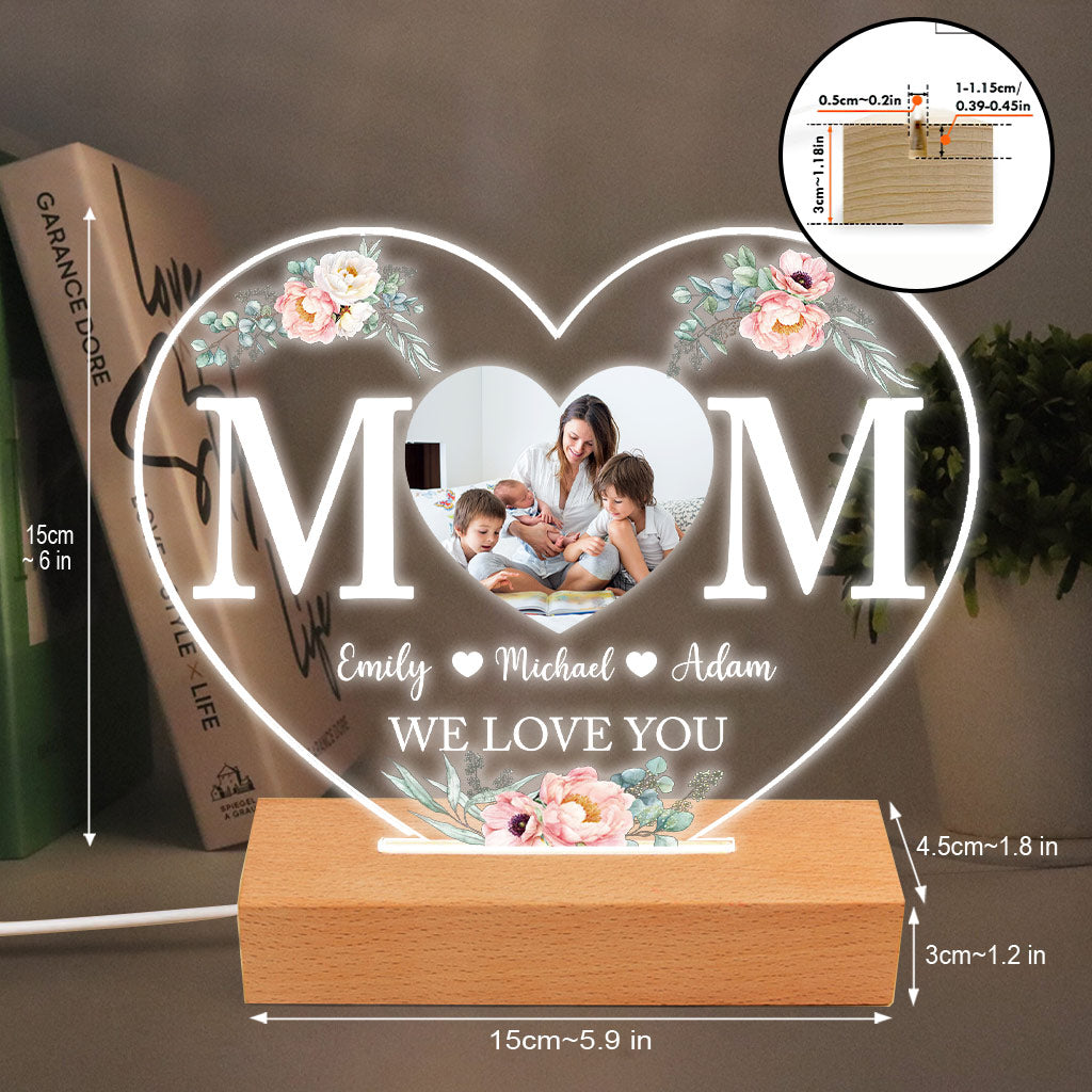 Maman - Plaque lumineuse personnalisée en forme de maman pour la fête des mères