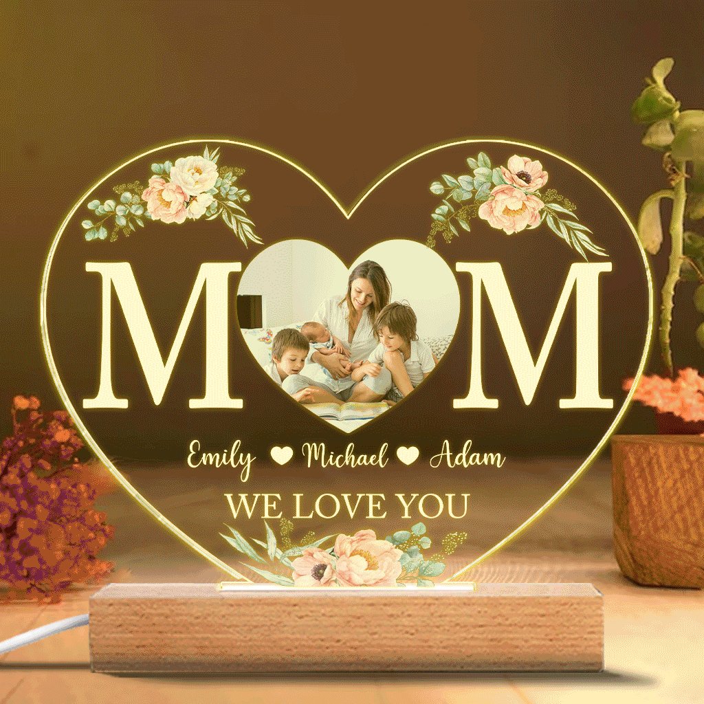 Maman - Plaque lumineuse personnalisée en forme de maman pour la fête des mères