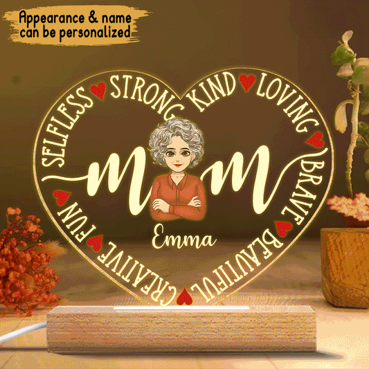 Mom - Personalized Mother's Day Mother Shaped Plaque Light Base