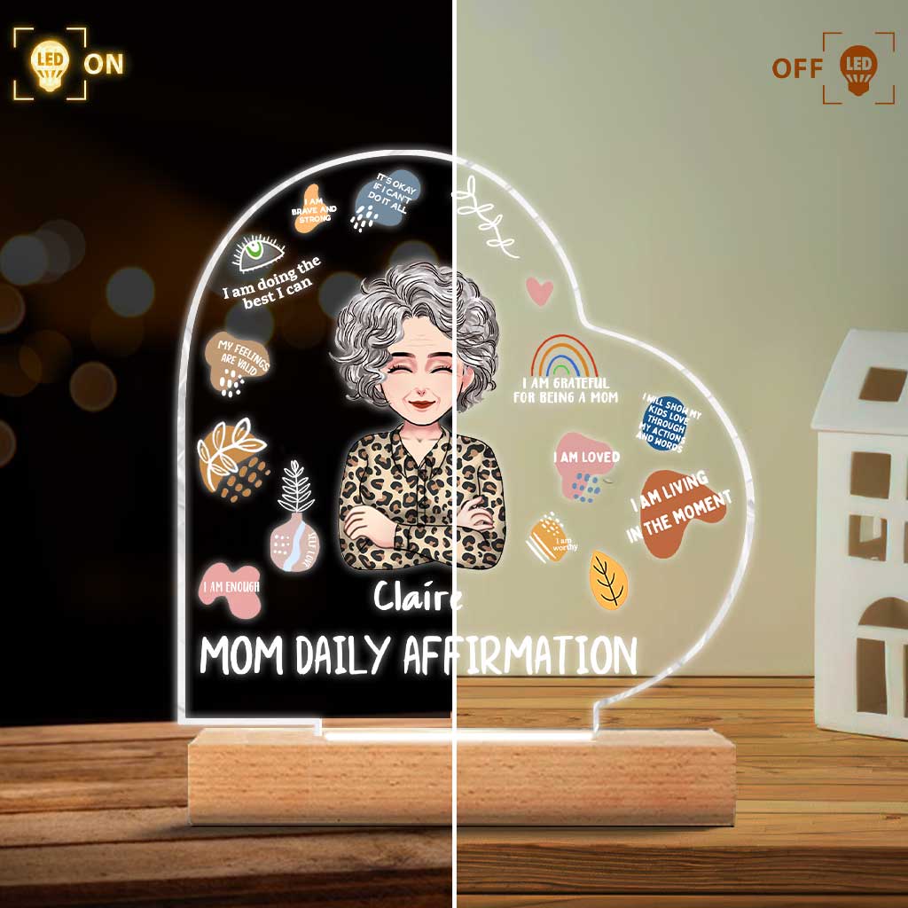 Affirmation quotidienne pour maman - Plaque lumineuse personnalisée en forme de maman pour la fête des mères