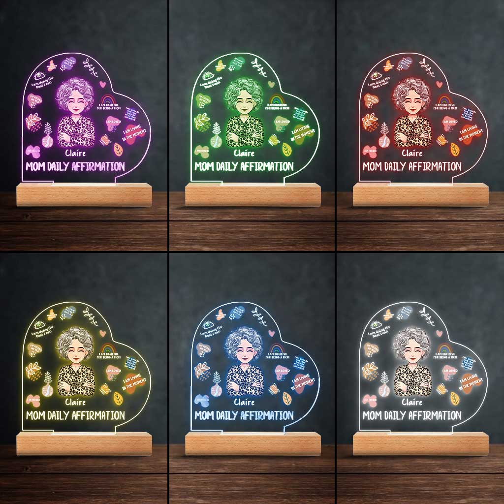 Affirmation quotidienne pour maman - Plaque lumineuse personnalisée en forme de maman pour la fête des mères