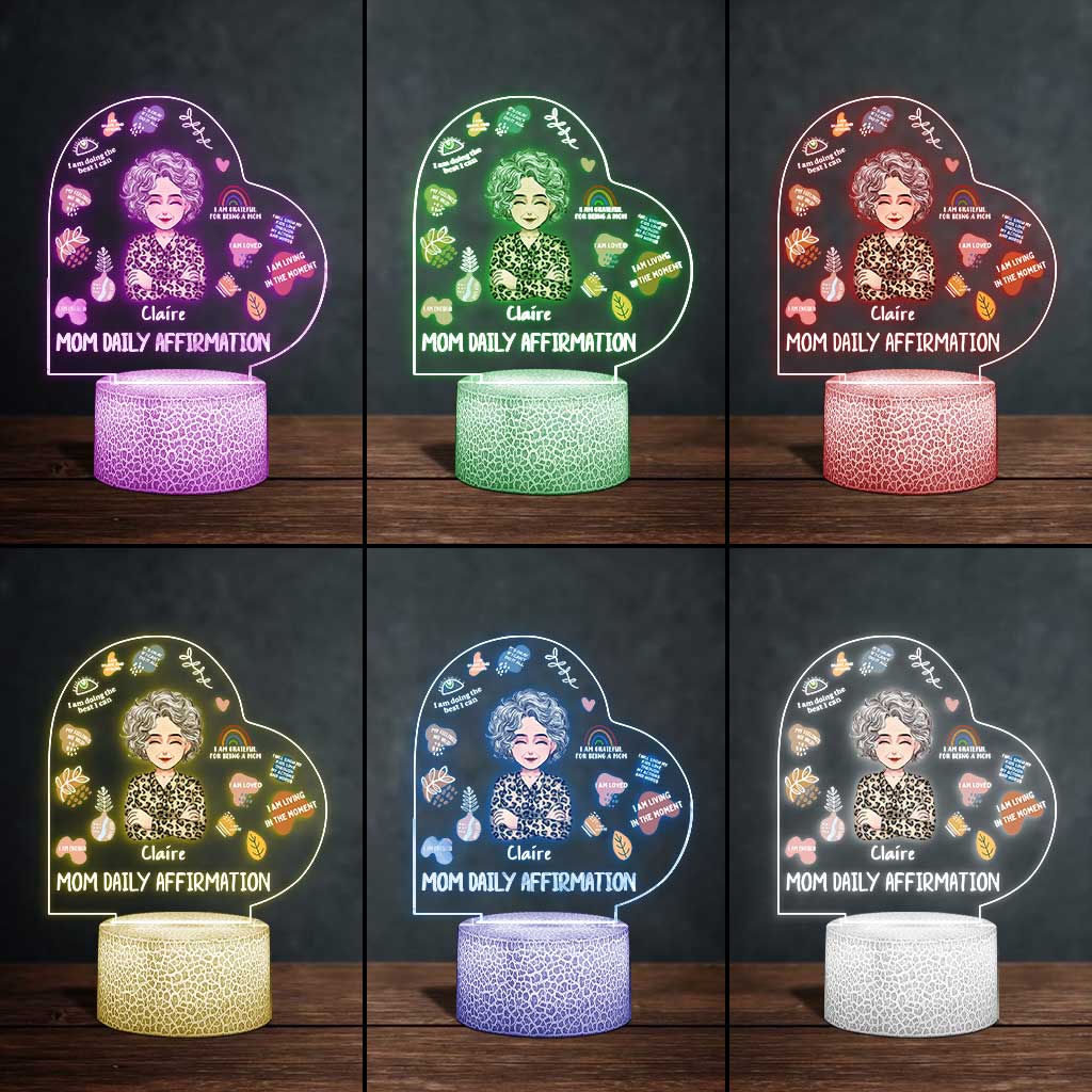 Affirmation quotidienne pour maman - Plaque lumineuse personnalisée en forme de maman pour la fête des mères