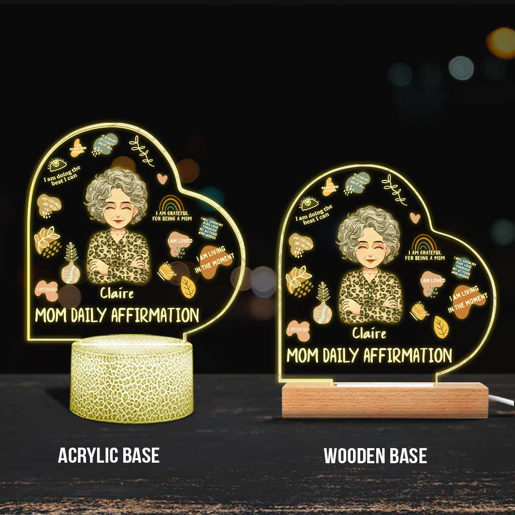 Affirmation quotidienne pour maman - Plaque lumineuse personnalisée en forme de maman pour la fête des mères
