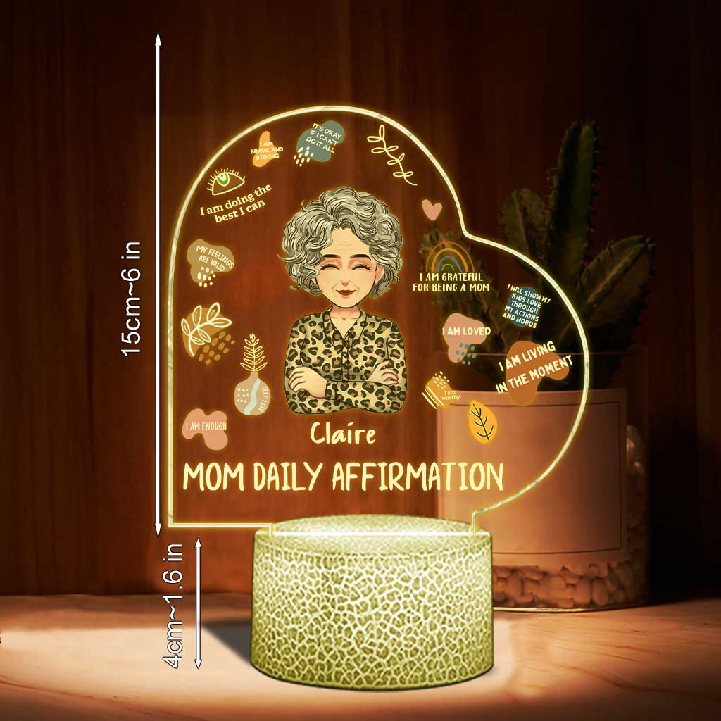 Affirmation quotidienne pour maman - Plaque lumineuse personnalisée en forme de maman pour la fête des mères