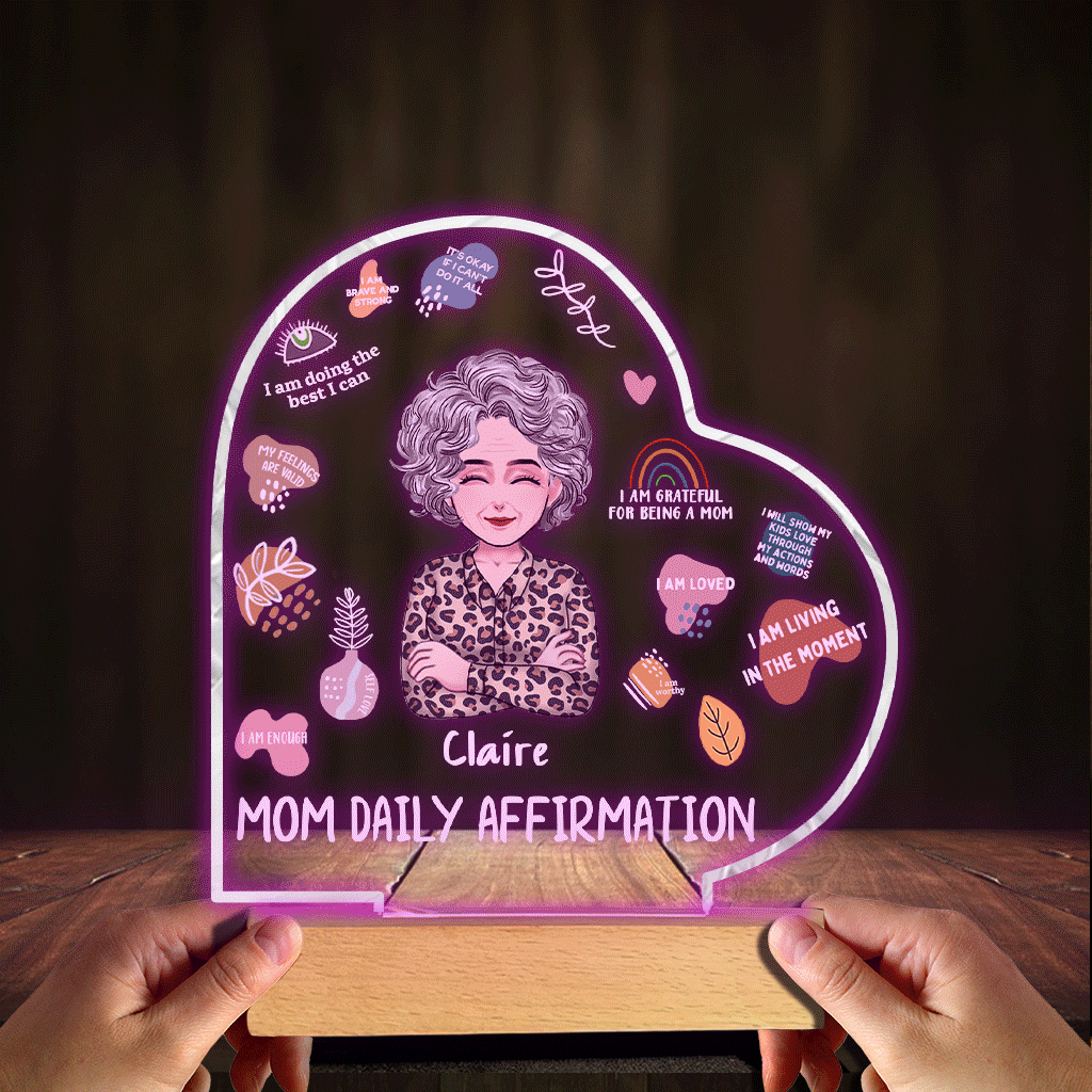 Affirmation quotidienne pour maman - Plaque lumineuse personnalisée en forme de maman pour la fête des mères