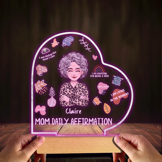Affirmation quotidienne pour maman - Plaque lumineuse personnalisée en forme de maman pour la fête des mères