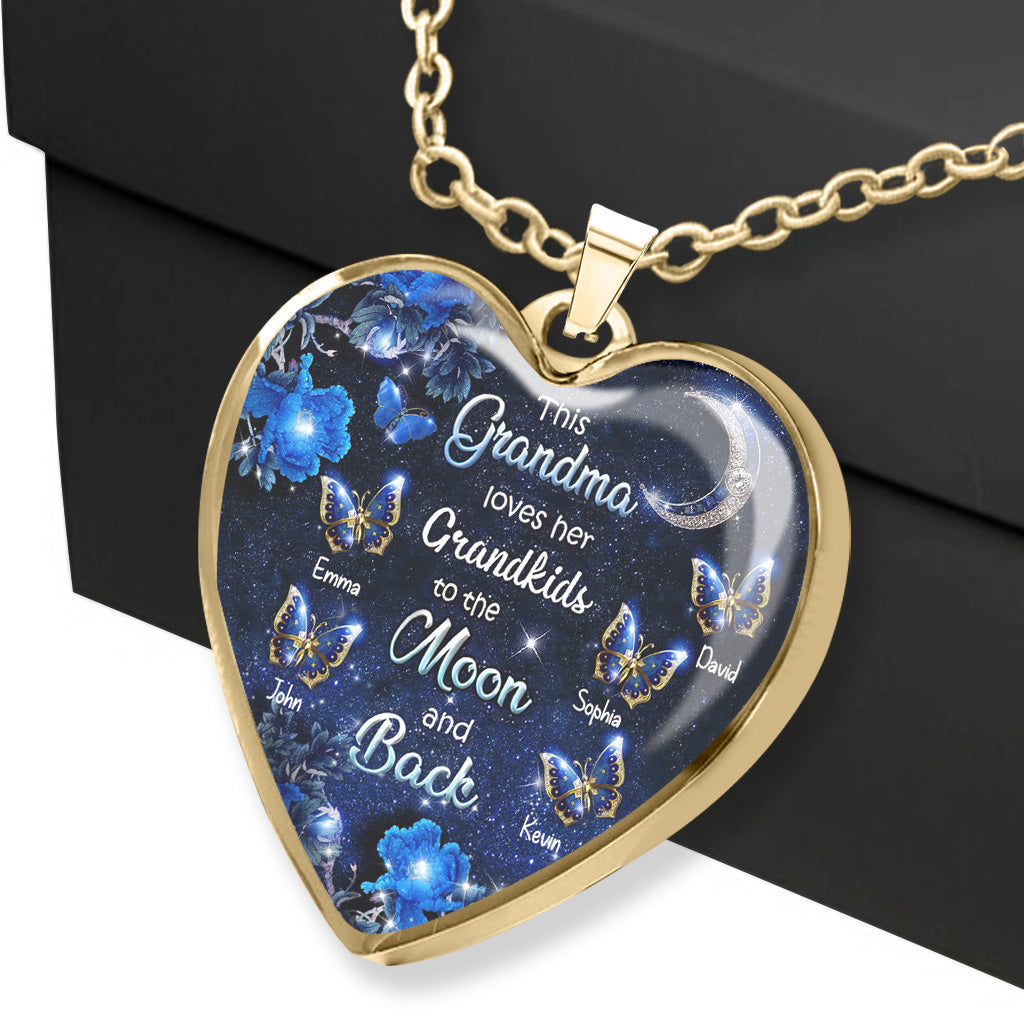 Aller et revenir de la lune - Collier pendentif cœur personnalisé pour la fête des mères et pour grand-mère