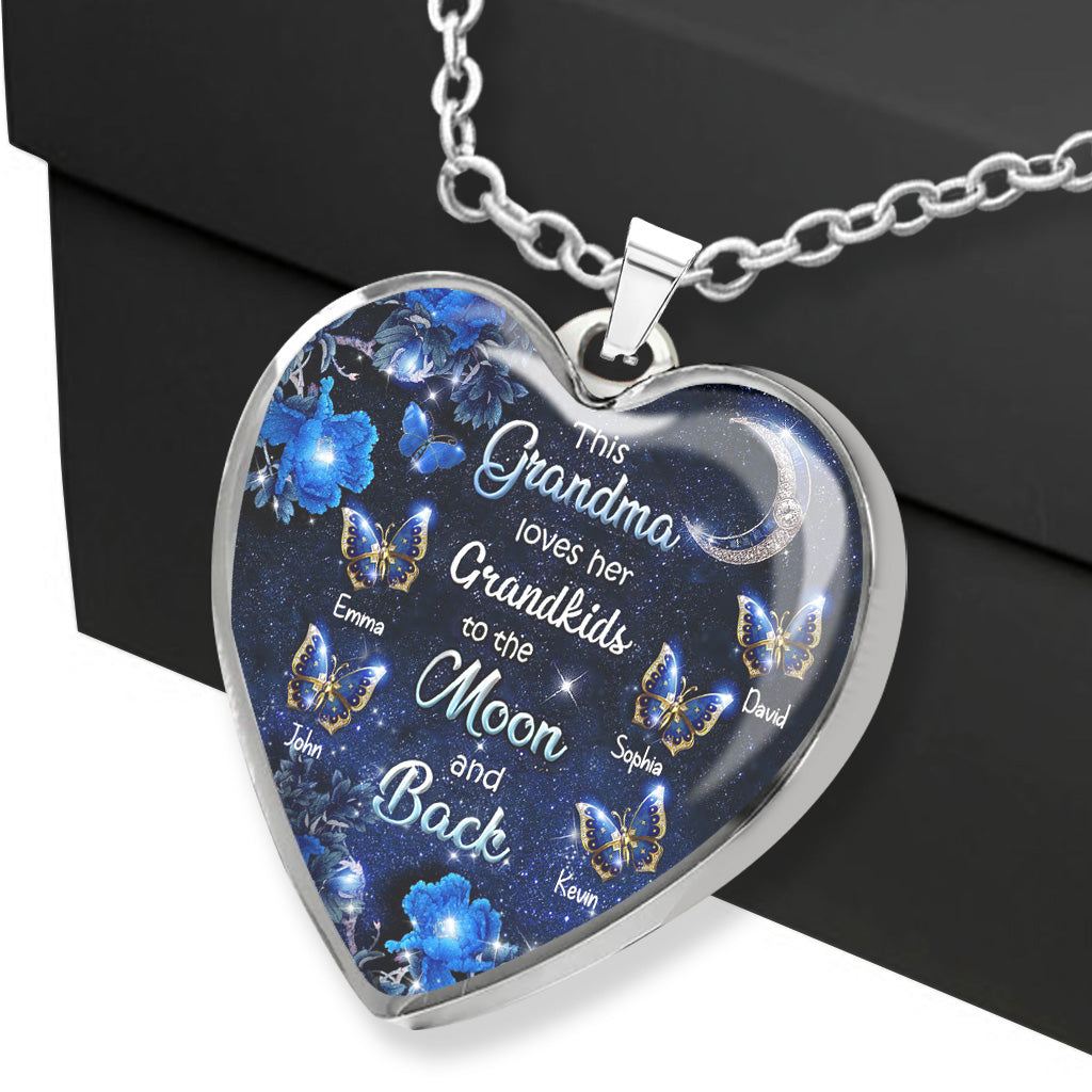 Aller et revenir de la lune - Collier pendentif cœur personnalisé pour la fête des mères et pour grand-mère
