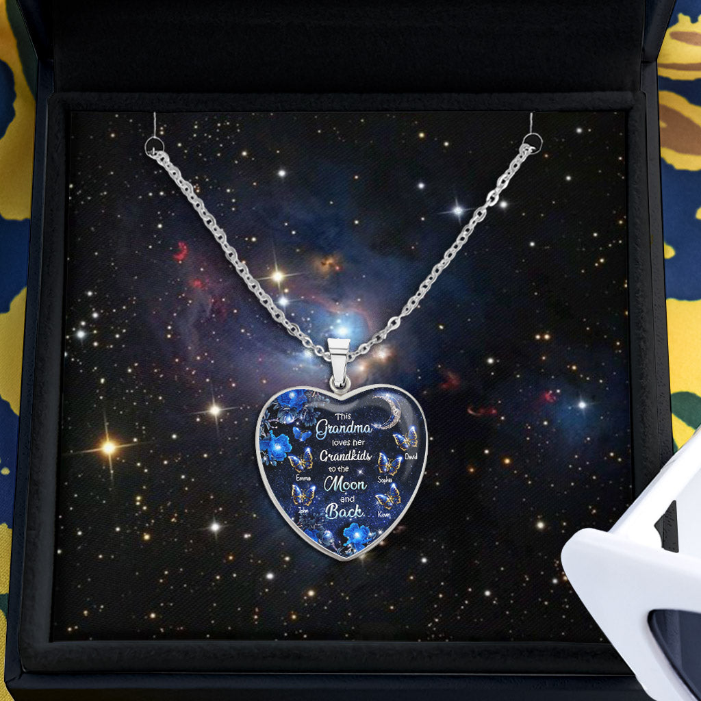 Aller et revenir de la lune - Collier pendentif cœur personnalisé pour la fête des mères et pour grand-mère