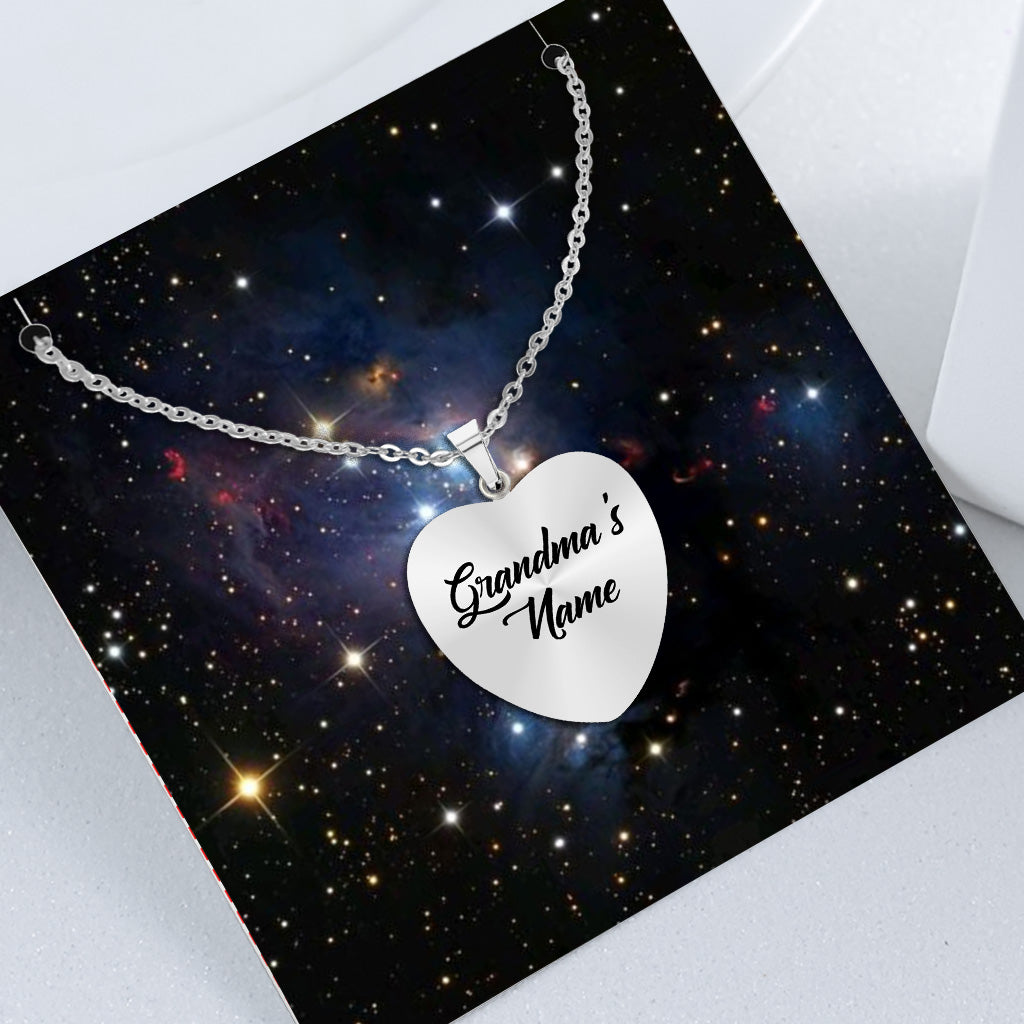 Aller et revenir de la lune - Collier pendentif cœur personnalisé pour la fête des mères et pour grand-mère