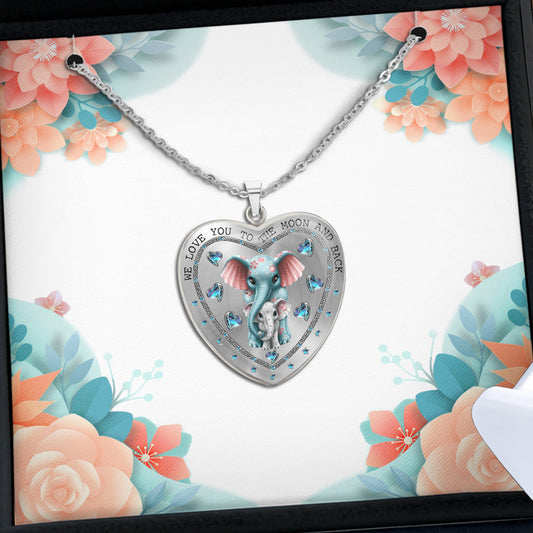 To The Moon And Back - Gift for grandma, mom, aunt - Personalized Heart Pendant Necklace