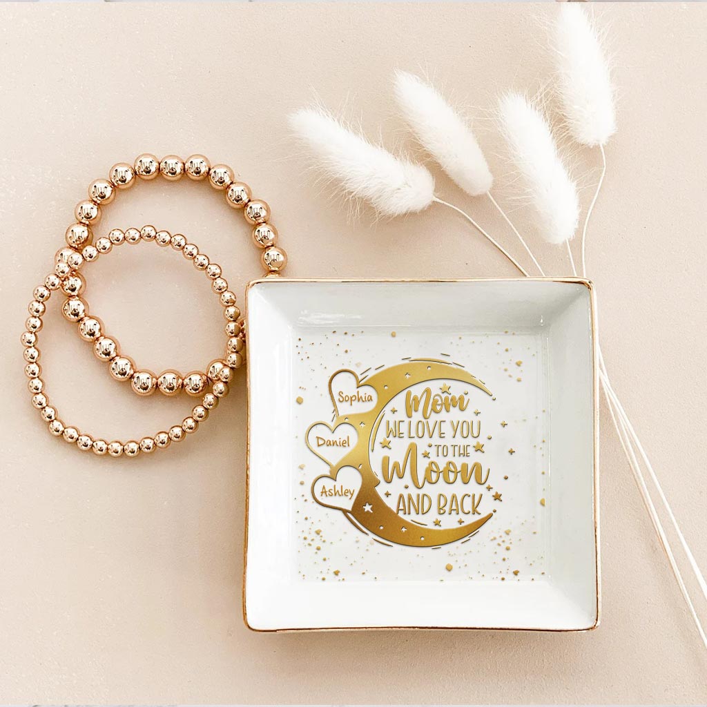 Je t'aime jusqu'à la lune et retour - Cadeau pour maman, grand-mère, grand-père, oncle, tante, papa - Porte-bijoux personnalisé