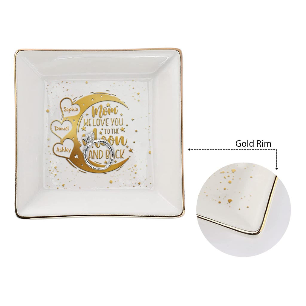 Je t'aime jusqu'à la lune et retour - Cadeau pour maman, grand-mère, grand-père, oncle, tante, papa - Porte-bijoux personnalisé