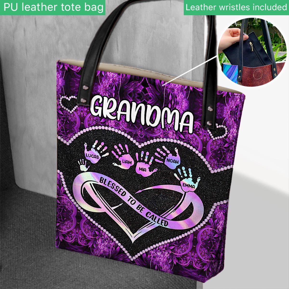 Heureuse d'être appelée grand-mère - Sac fourre-tout personnalisé pour la fête des mères